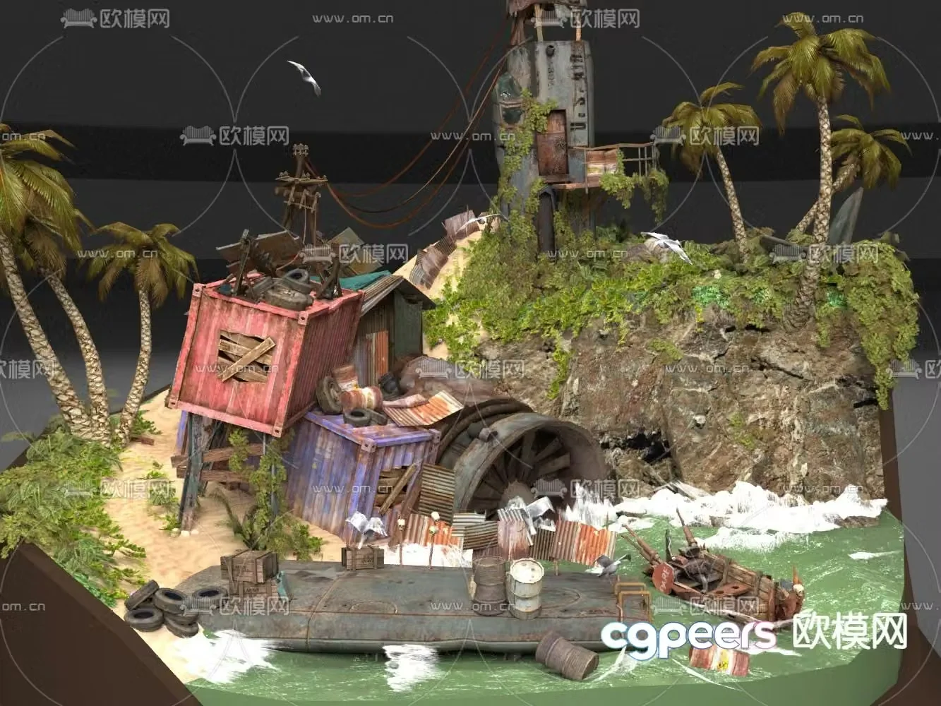 3d model of seaside island