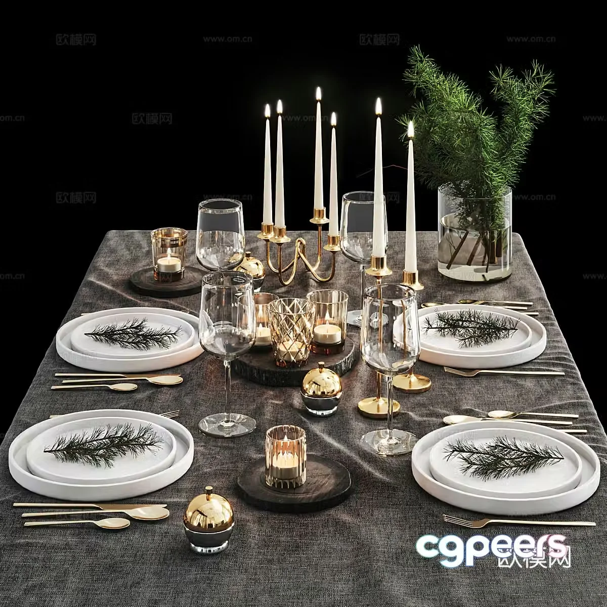American Christmas tableware 3d model