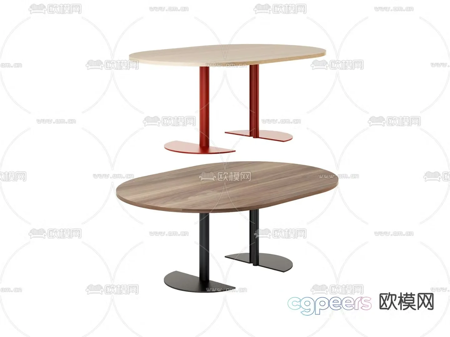 Oval dining table 3d model