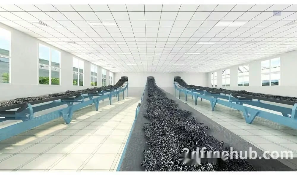 The Single Main Subject Is A Large Room With Conveyor Belts 3D Model – 20170 – VRAY Render