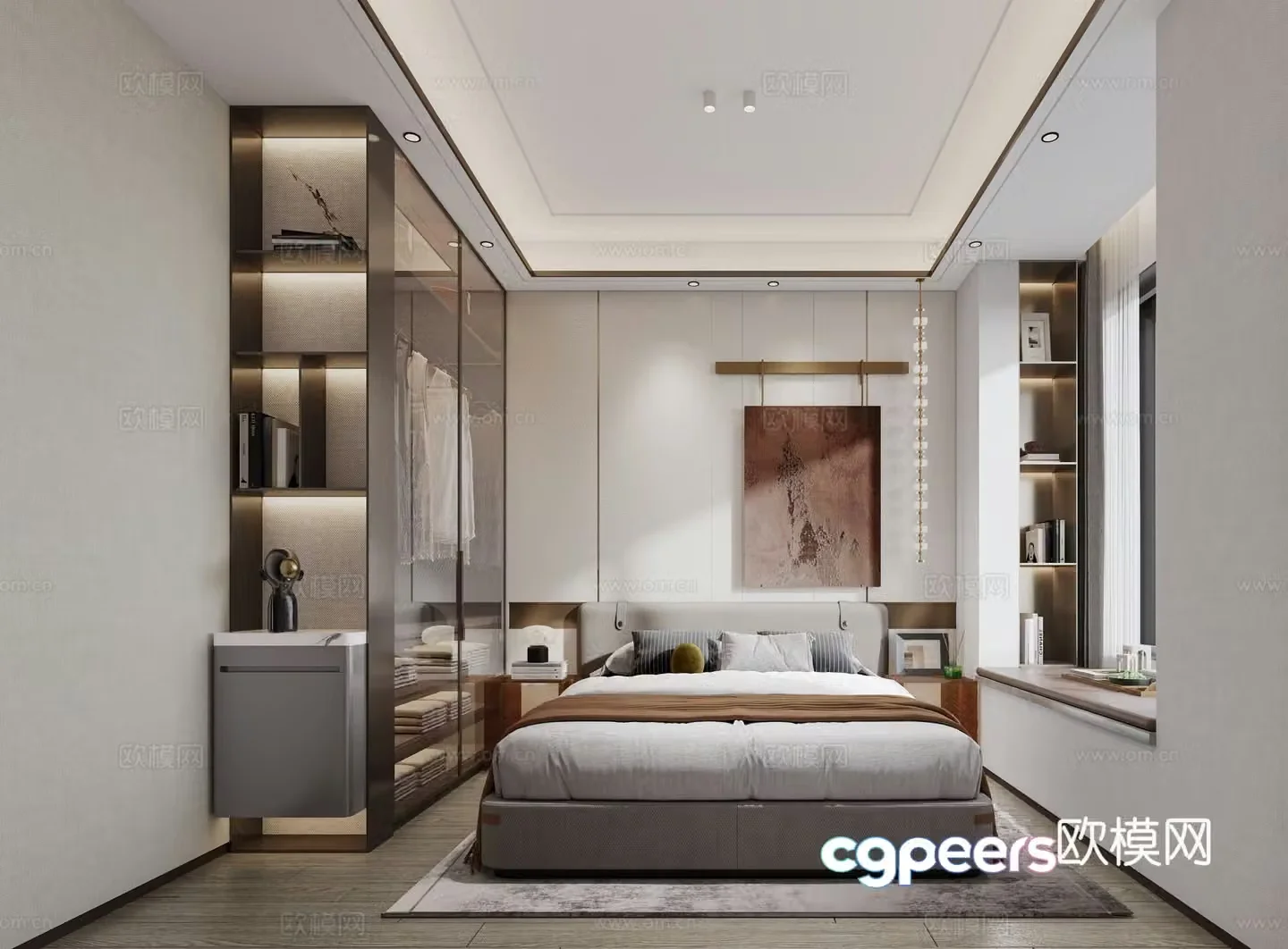 Modern small apartment bedroom 3d model