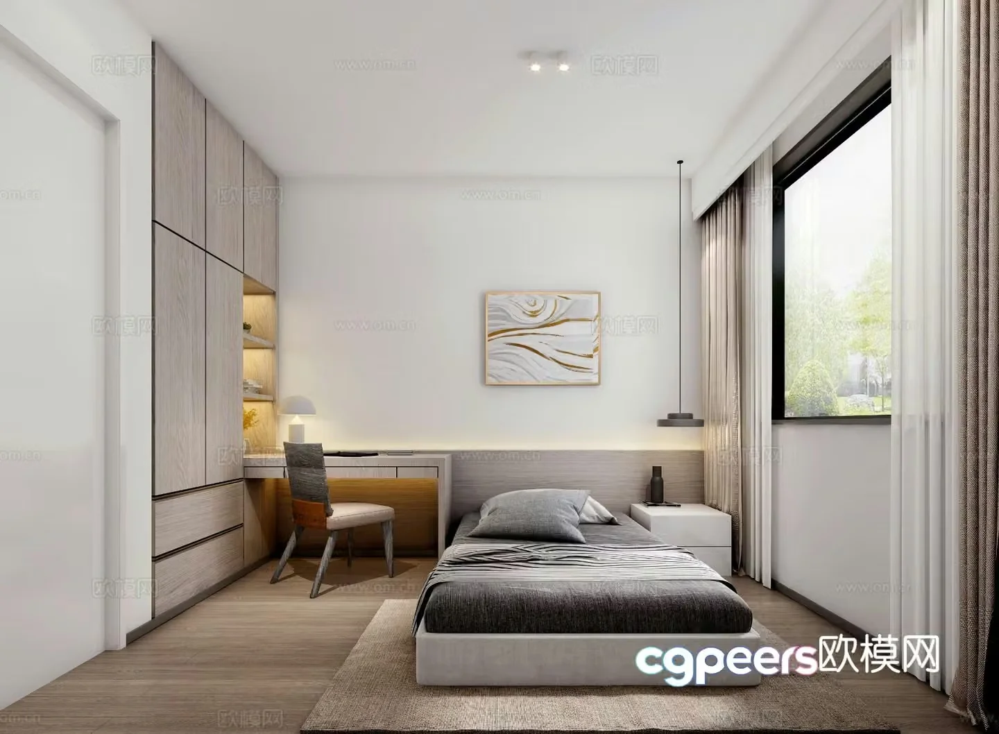 Modern small apartment bedroom 3d model