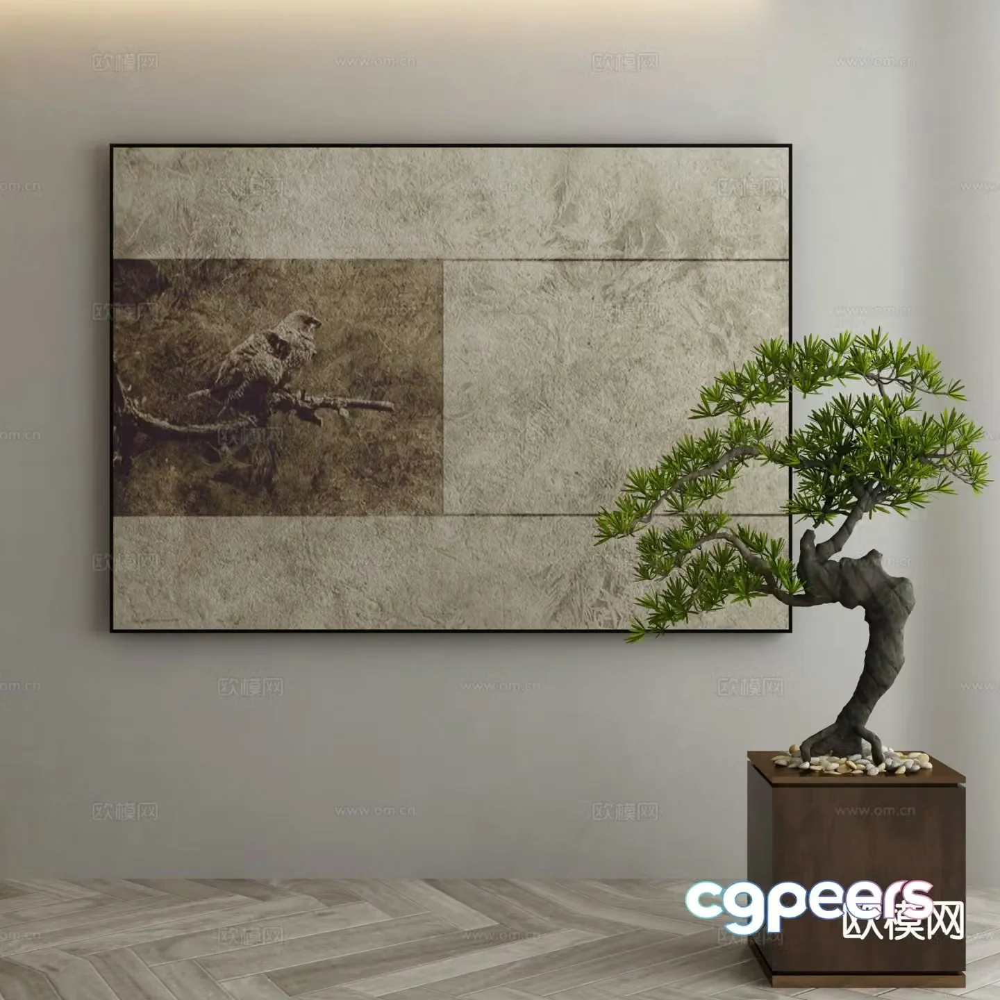 Modern texture painting decorative painting 3d model