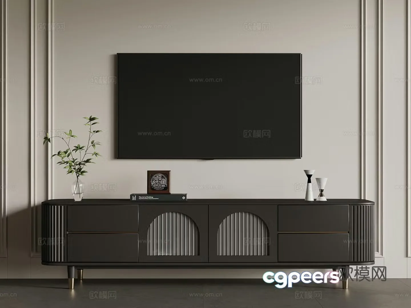French TV cabinet wall-mounted TV decorative ornaments 3D model