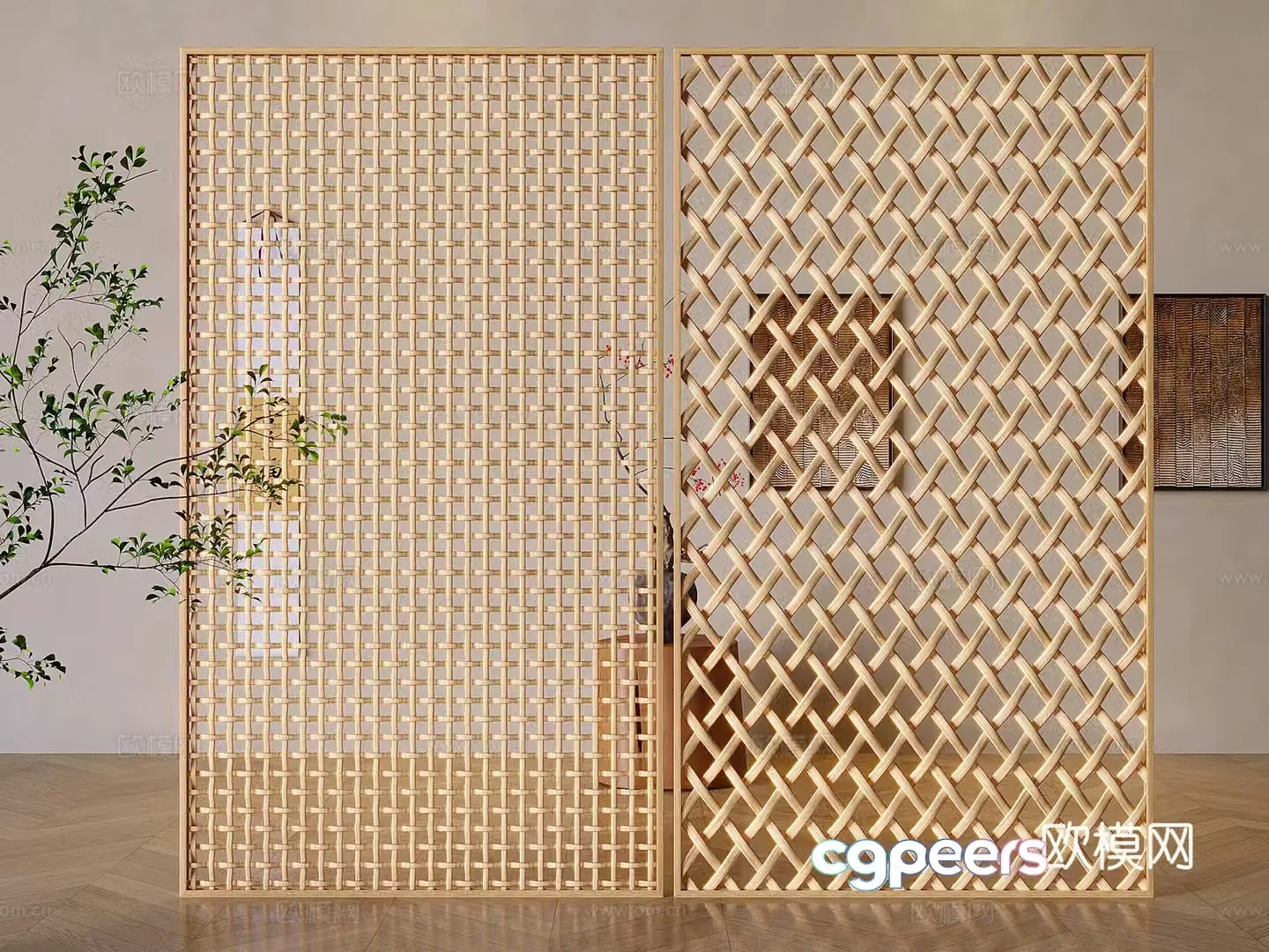 Chinese rattan screen 3D model