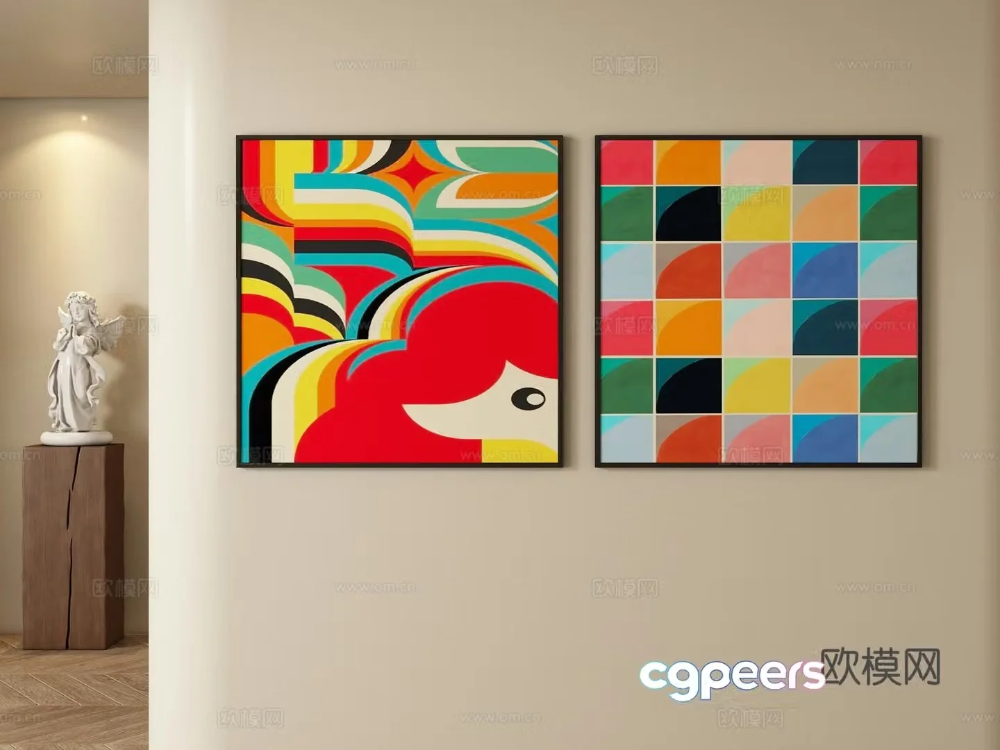 Modern abstract decorative painting hanging painting 3d model