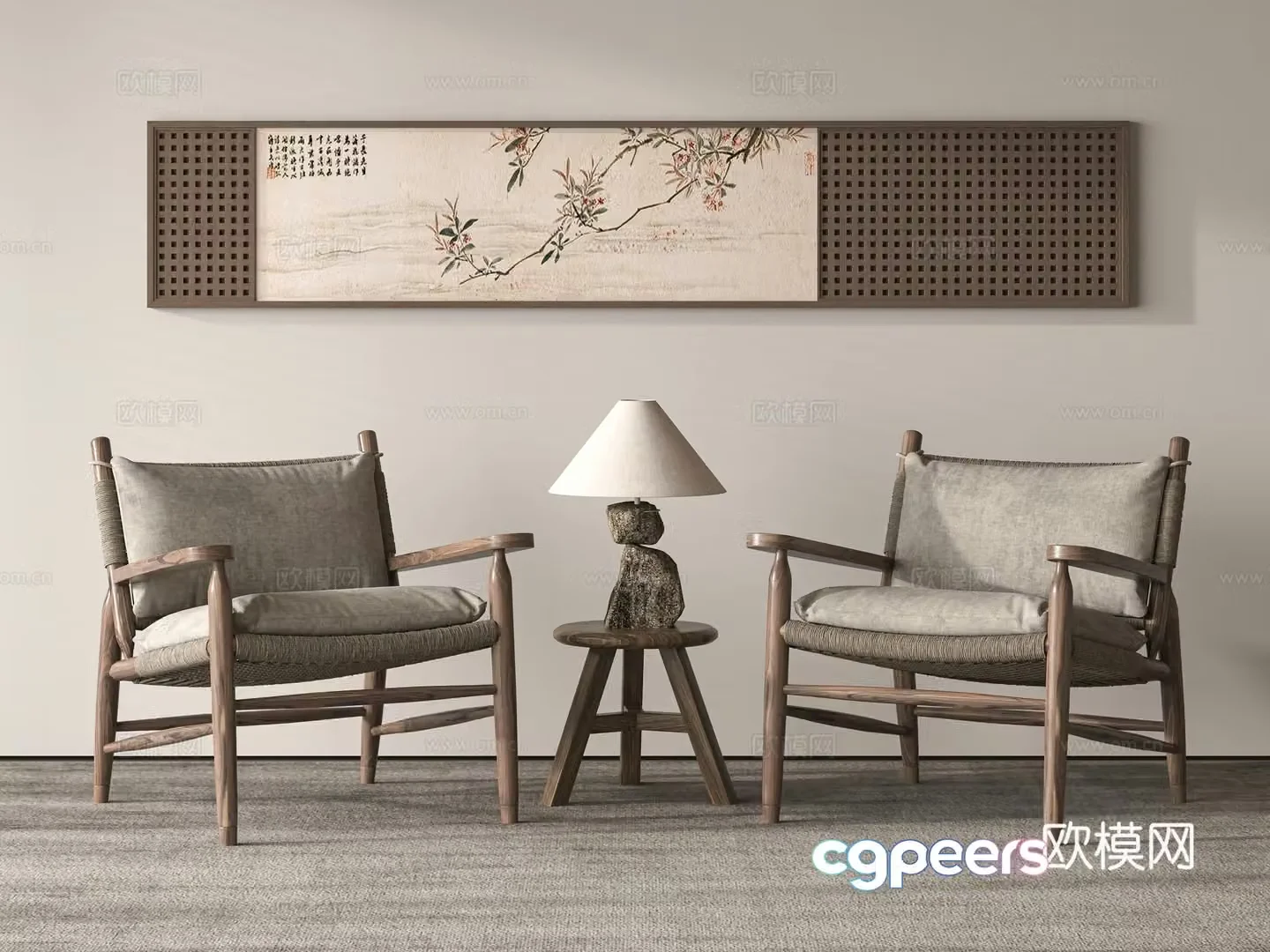 Wabi-sabi chair leisure chair 3d model