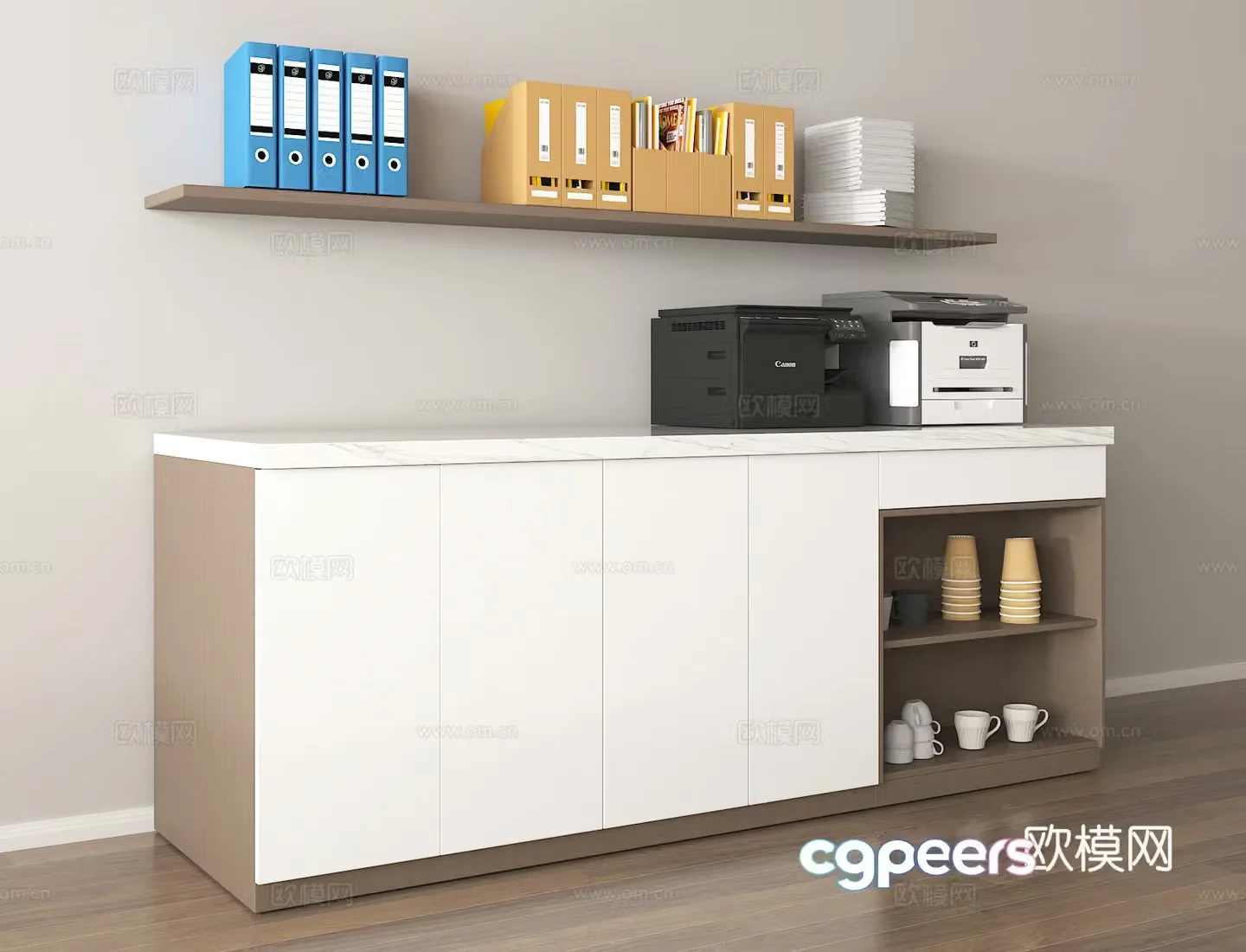 Office storage cabinet Document sorting Office furniture Simple office space Workplace storage information 3D model