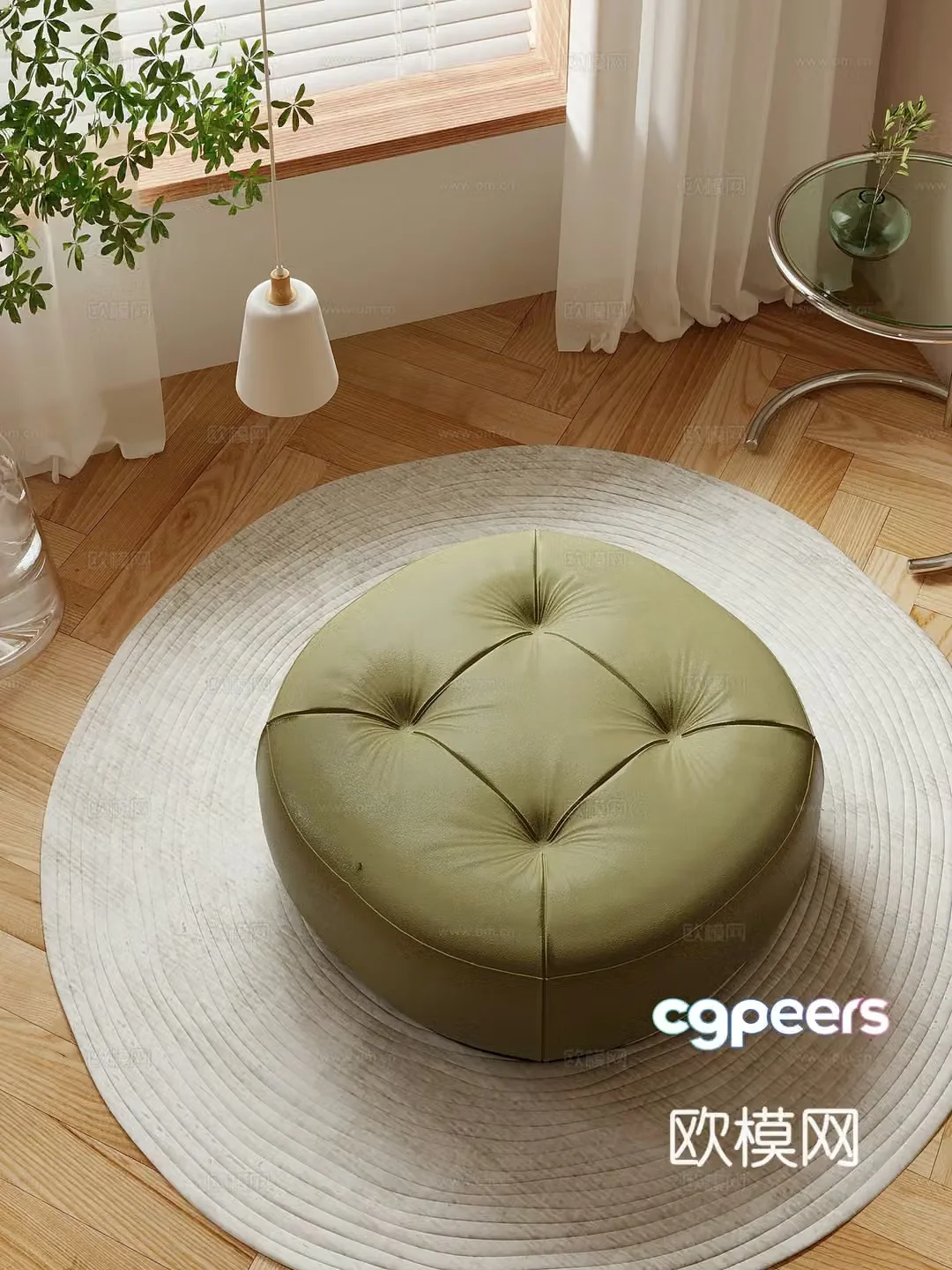 Cushion Modern Creamy Style Cushion Side 3D Model