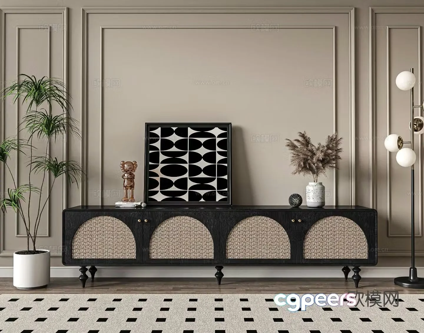 French TV cabinet 3d model