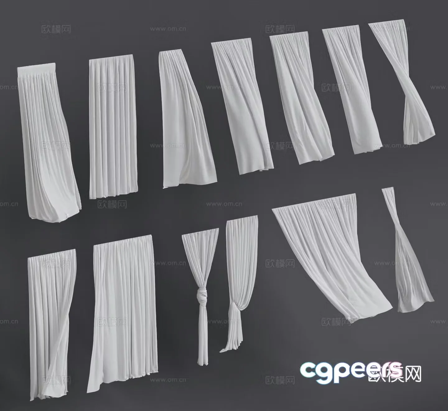 Modern curtains gauze curtains fluttering curtains universal curtains 3d model