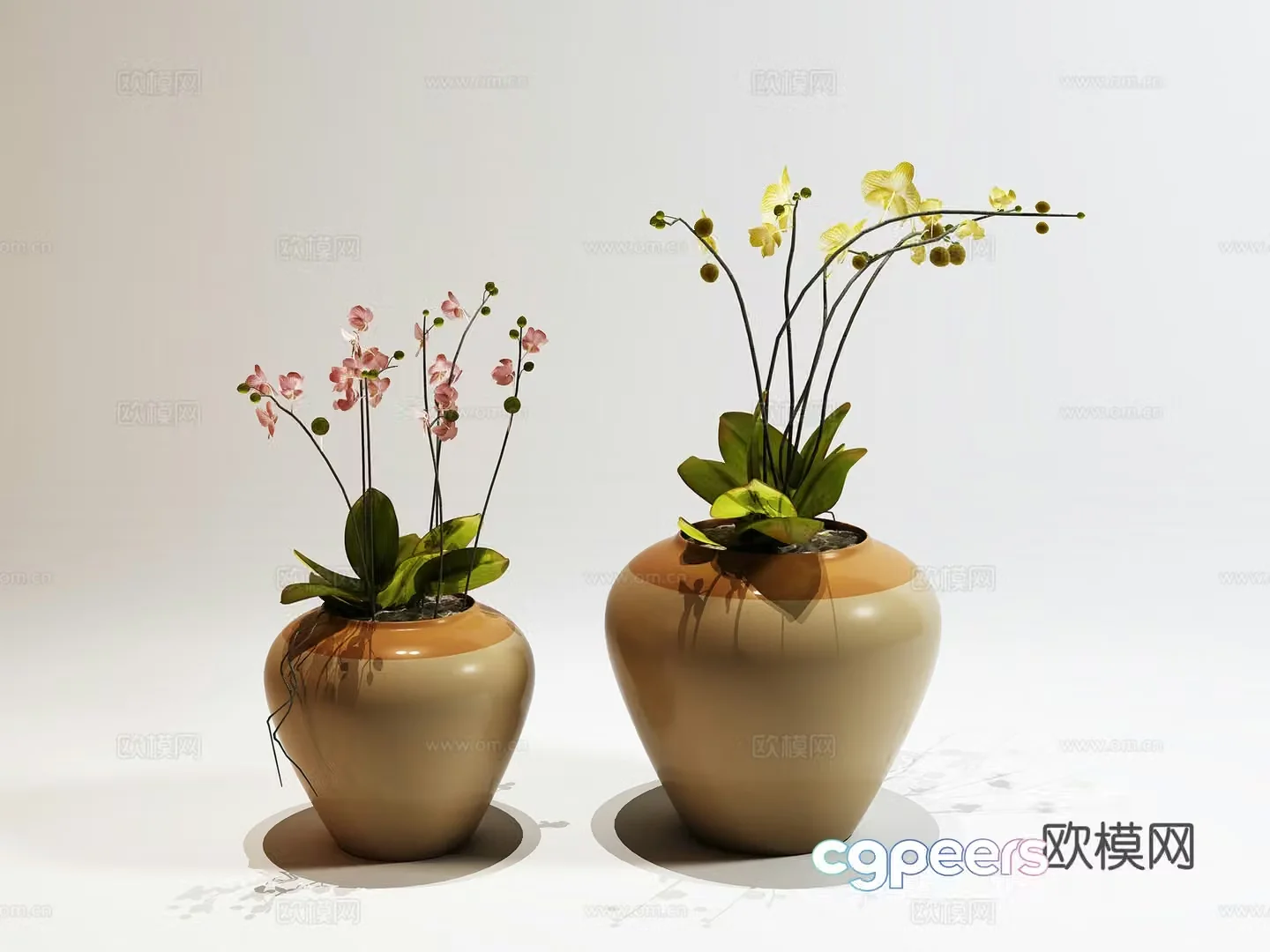 New Chinese bonsai green plant potted vase flower art 3D model