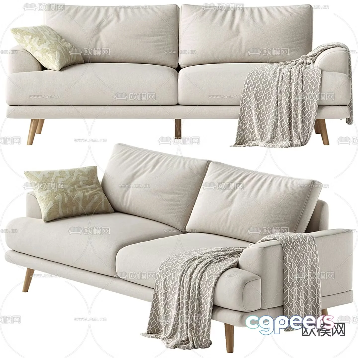White double sofa upholstered sofa 3d model