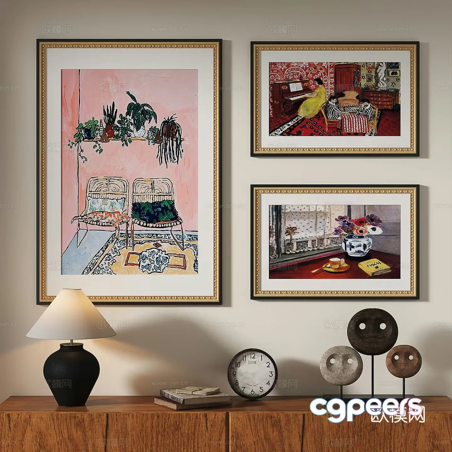 French retro oil painting modern European classical decorative painting 3d model