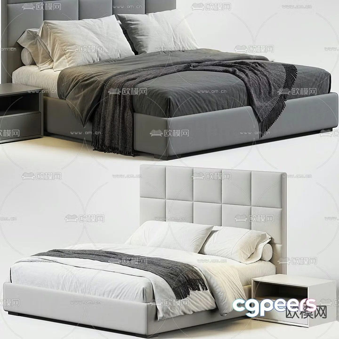 B&B italia modern fabric double bed 3d model