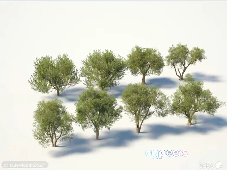 Trees With Green Foliage 3D Model – 5928 – VRAY Render
