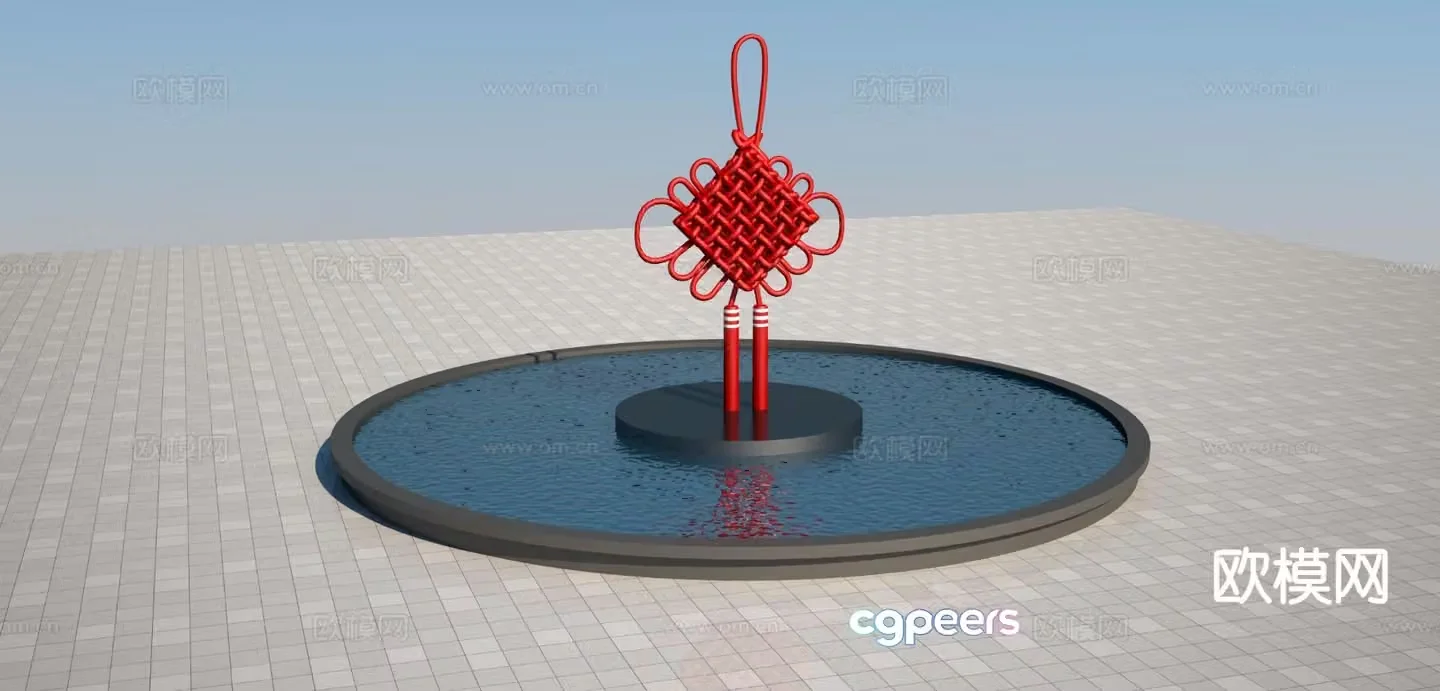 Chinese knot sculpture landscape sculpture 3d model