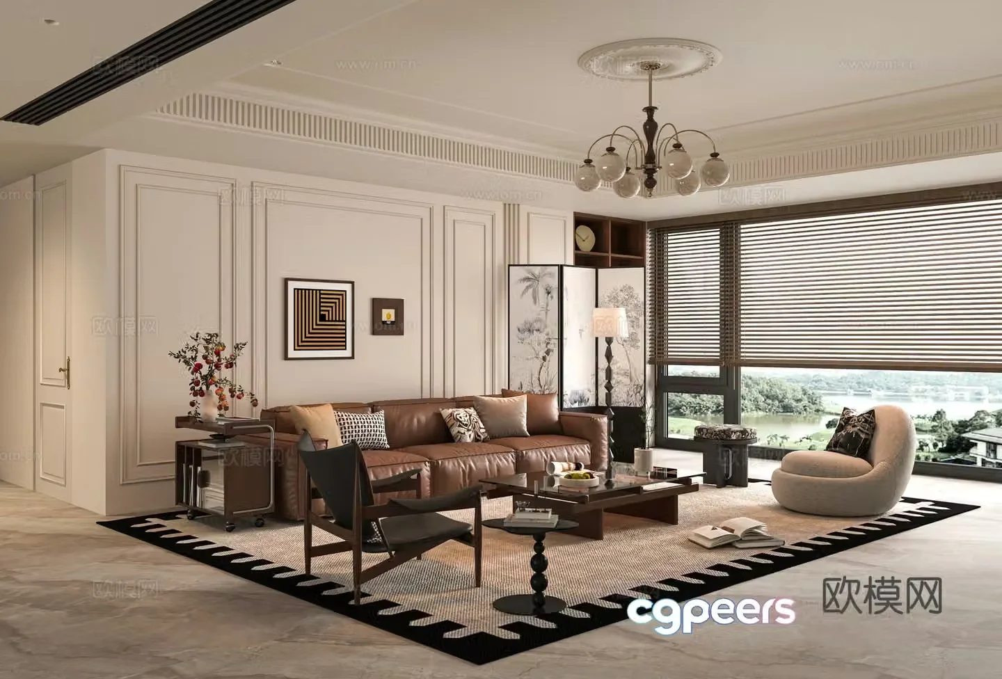 French living room sofa combination 3d model
