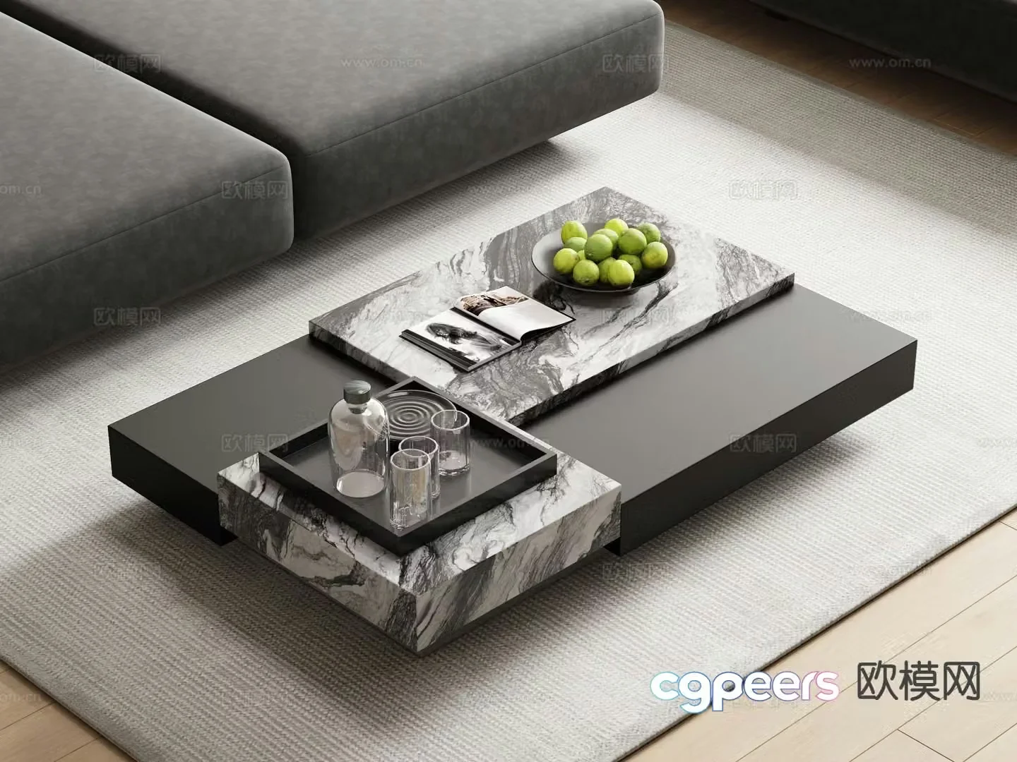 Italian coffee table marble coffee table 3d model