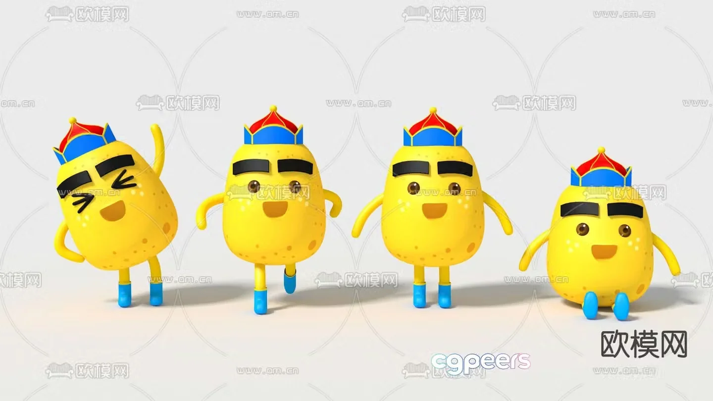 Modern children’s toy cartoon potato 3d model