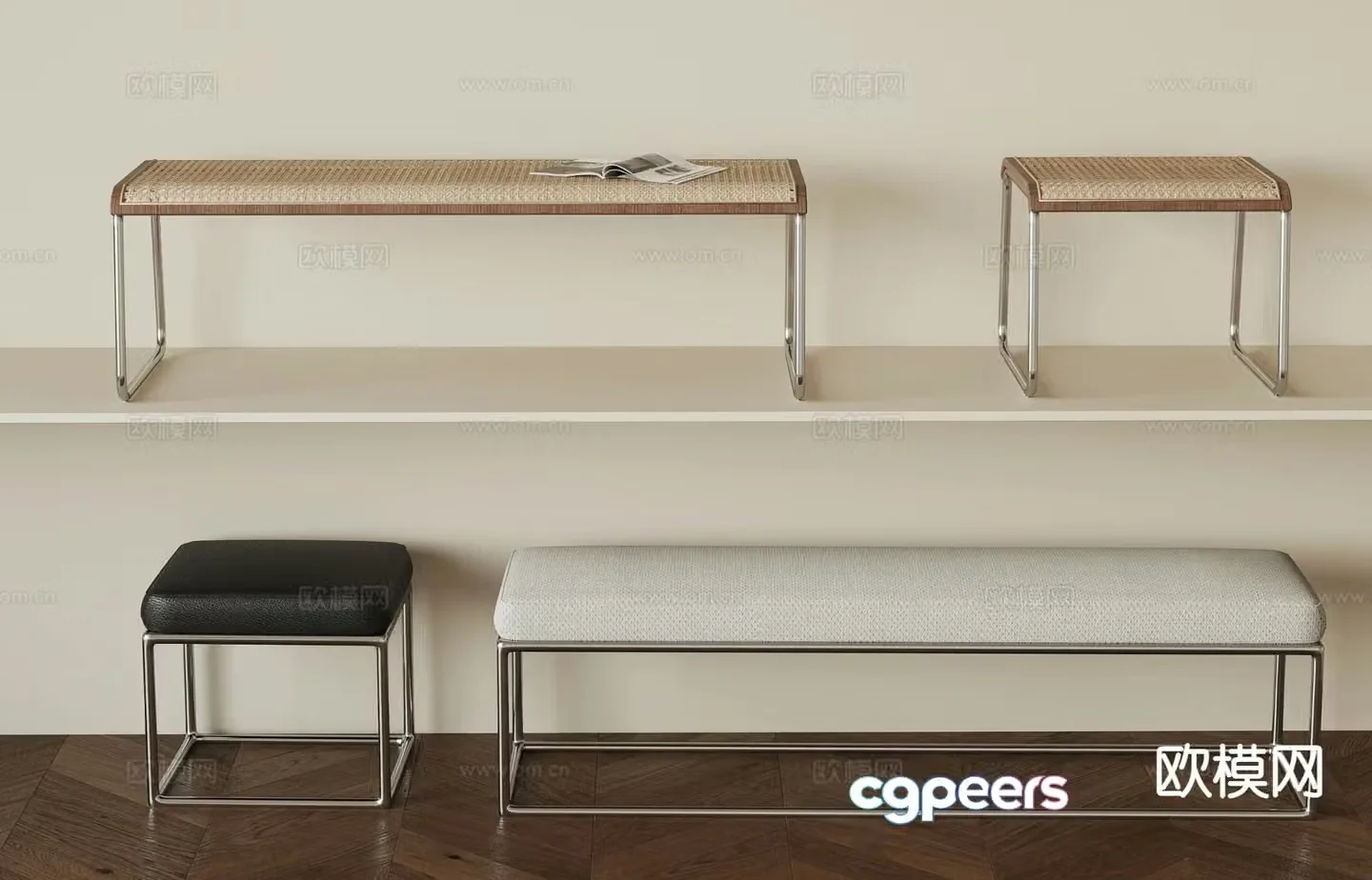 Modern stool bench bar stool shoe changing stool 3d model