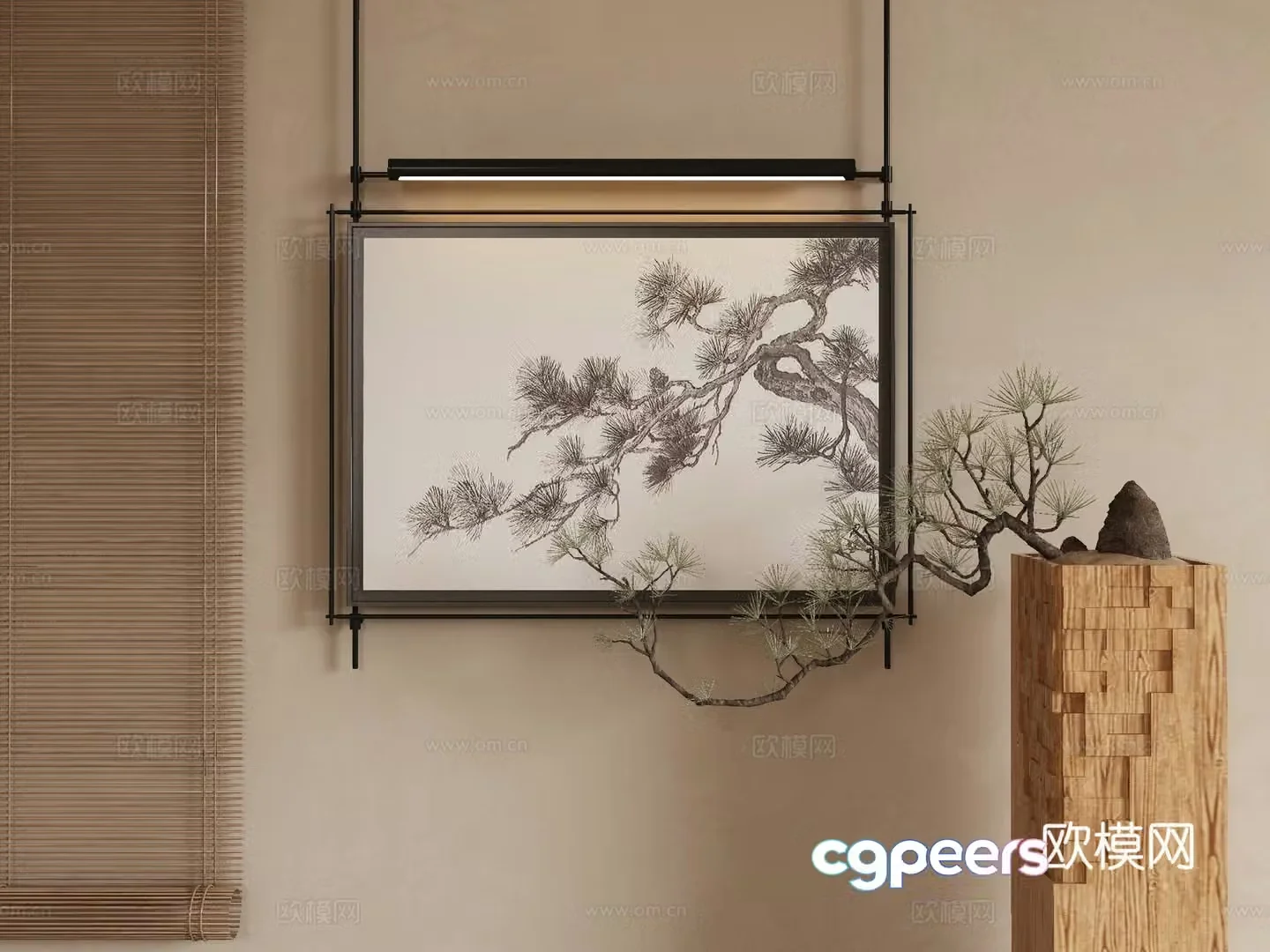 New Chinese style decorative painting 3D model