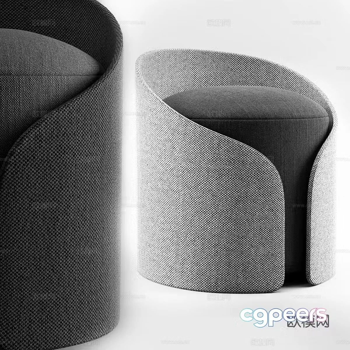 Fabric sofa stool low stool dressing stool shoe changing stool footstool round stool 3D model