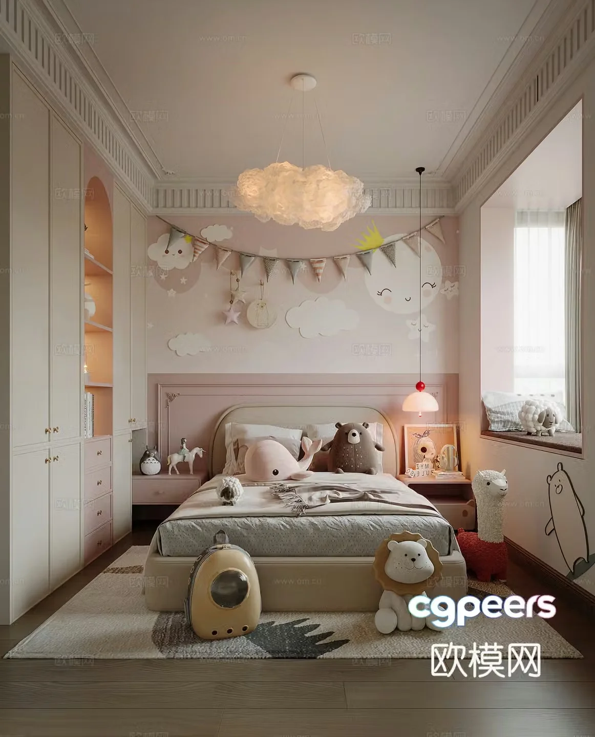 French style children’s room girl’s room 3d model