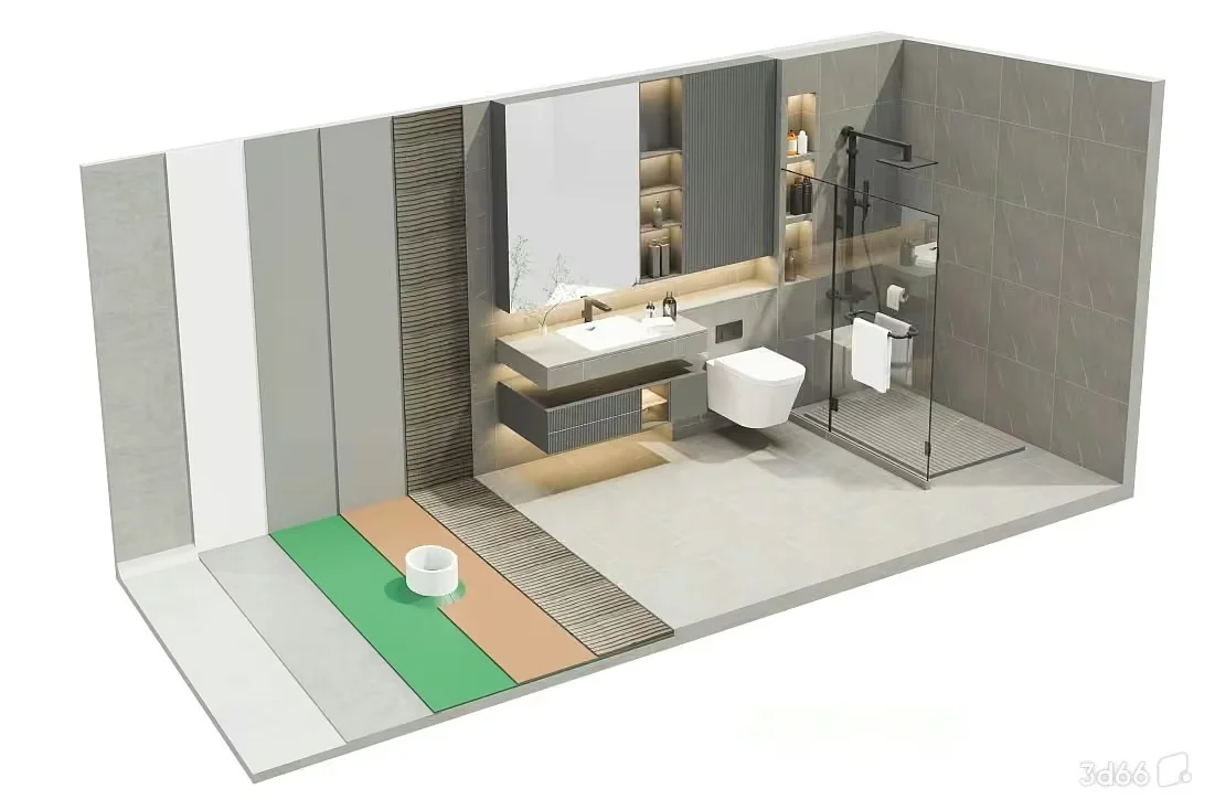 Modern Bathroom Design 3D Model – 21349 – VRAY Render