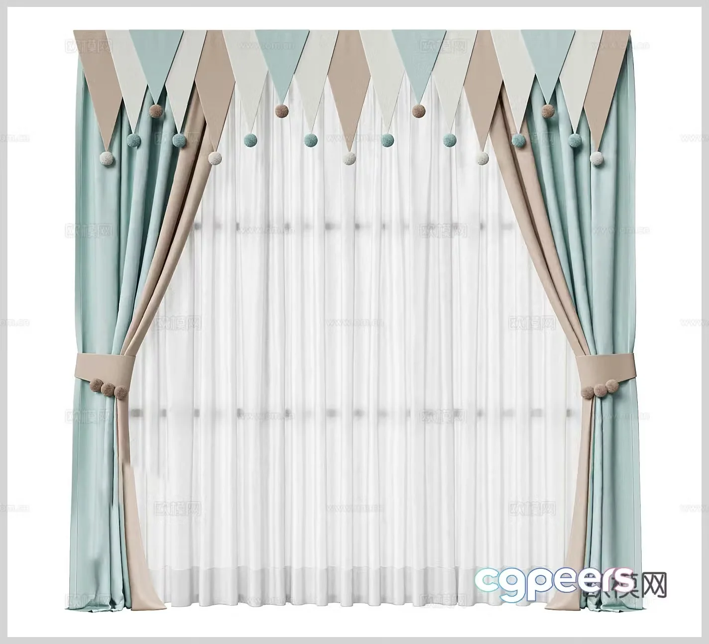 Fabric curtains children’s curtains children’s room curtains cloth curtains gauze curtains door curtains roller blinds pull curtains 3D model