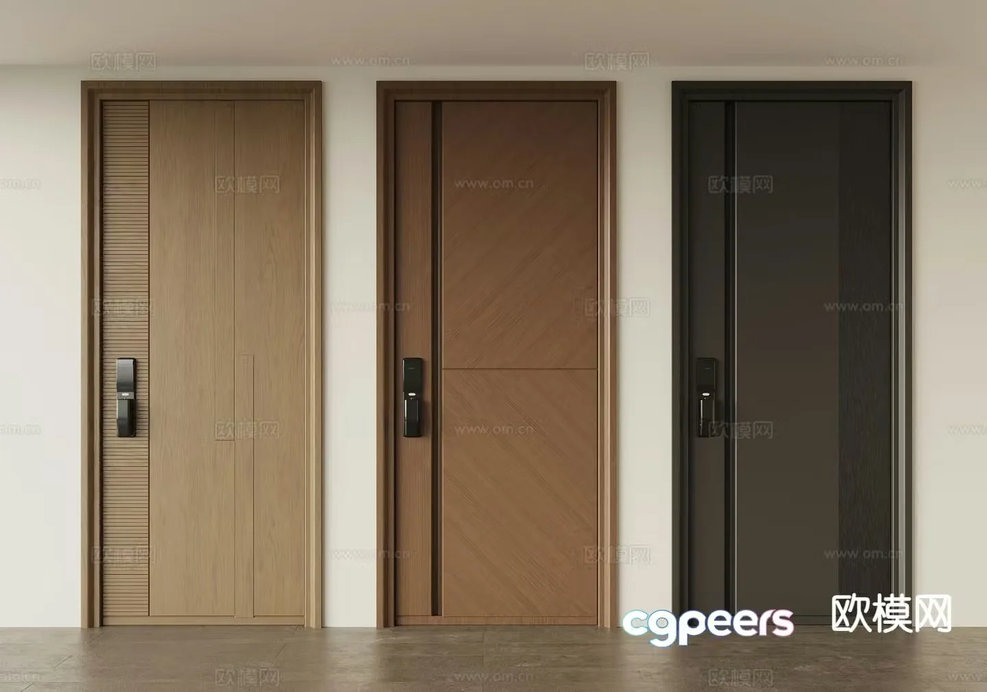 Middle-aged style entrance door security door password door 3d model