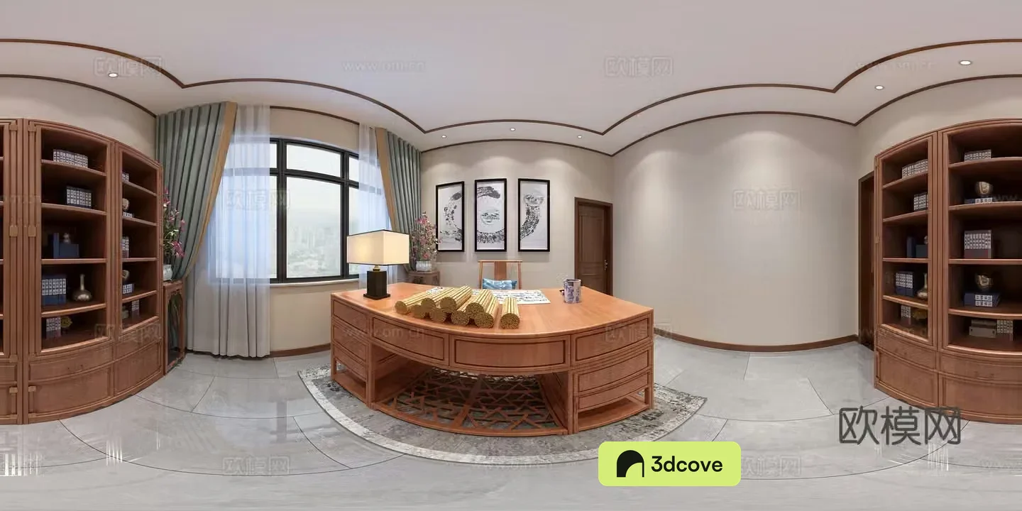 New Chinese style study room CR panoramic
