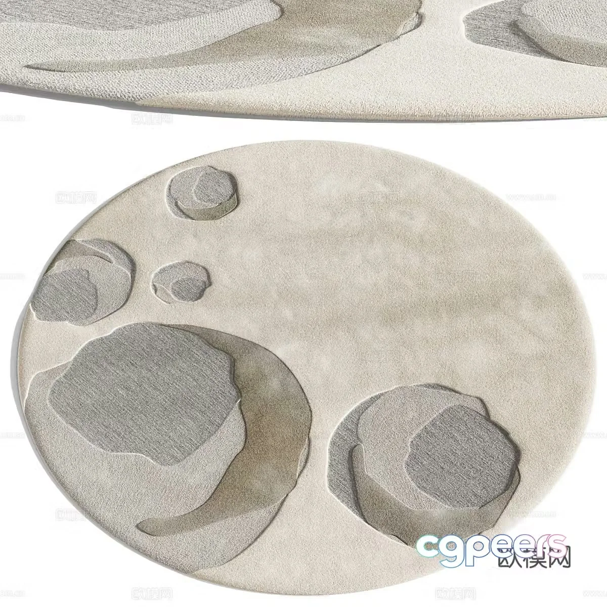 New Chinese style round carpet 3d model