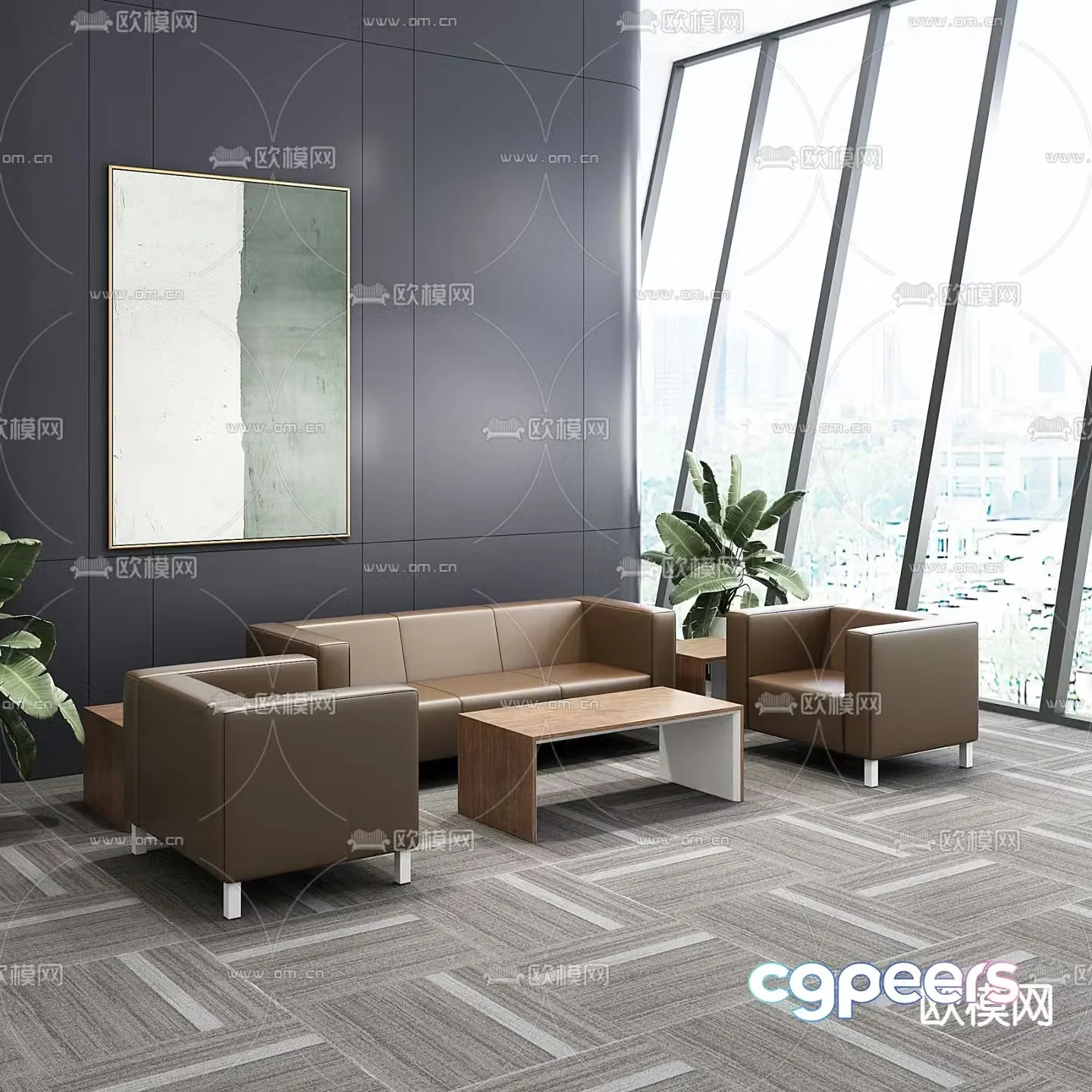 Office sofa modular sofa 3d model