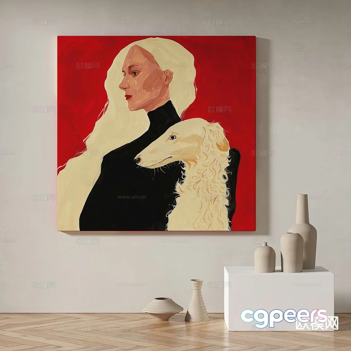 Modern art painting texture painting decorative painting 3d model