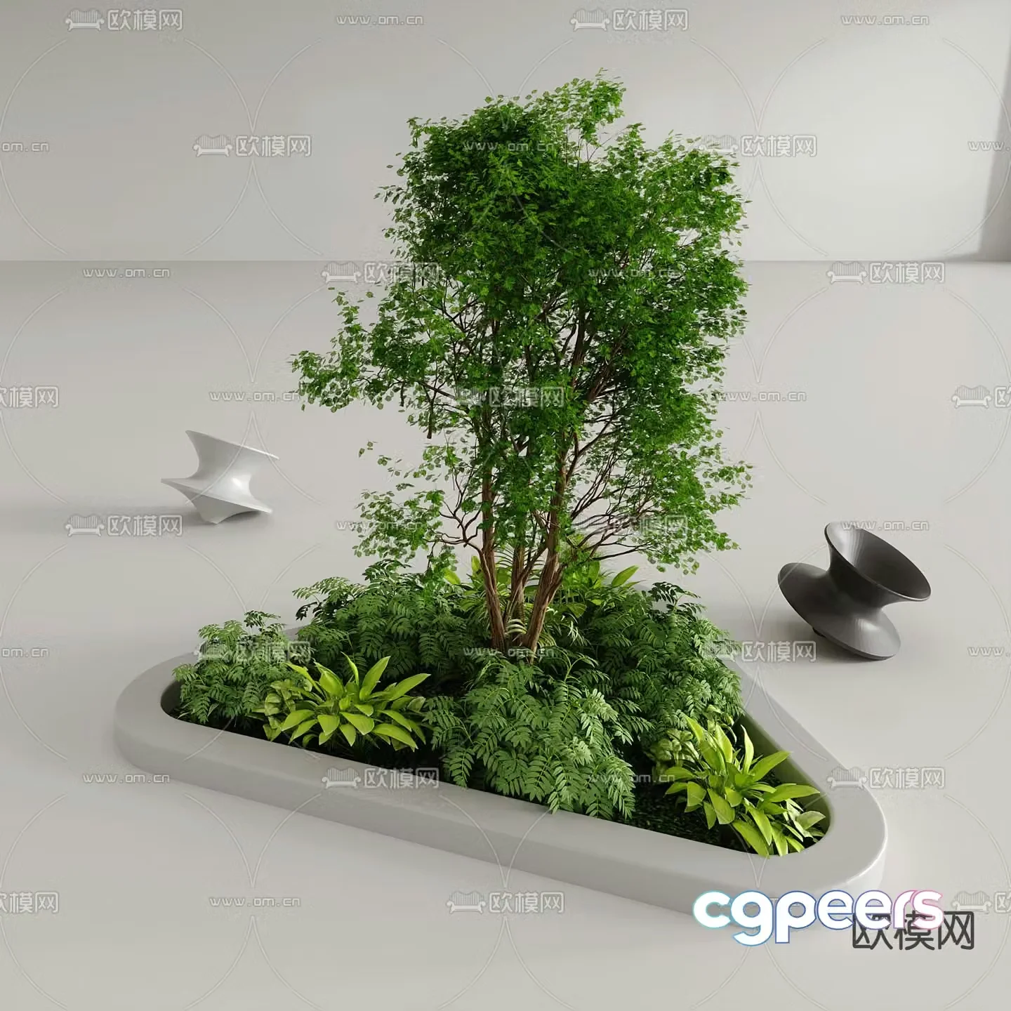 Modern gardening sketch landscaping 3D model