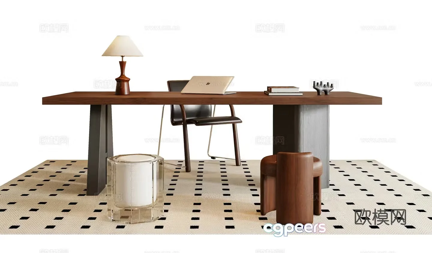 Medieval style desk and chair 3d model