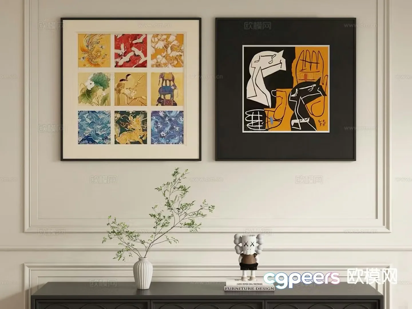 French decorative painting art painting hanging painting 3d model