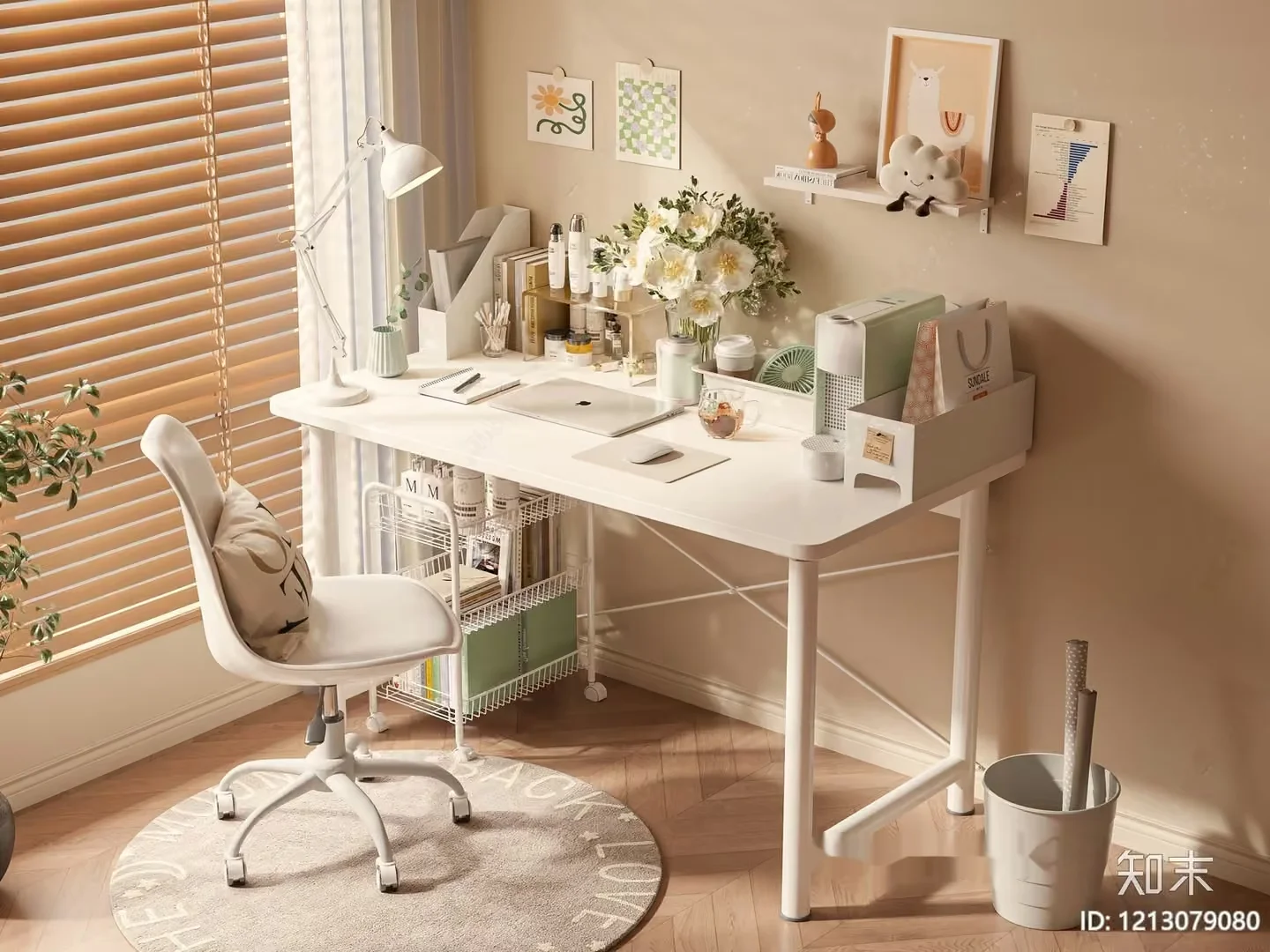 A White Desk 3D Model – 23080 – VRAY Render
