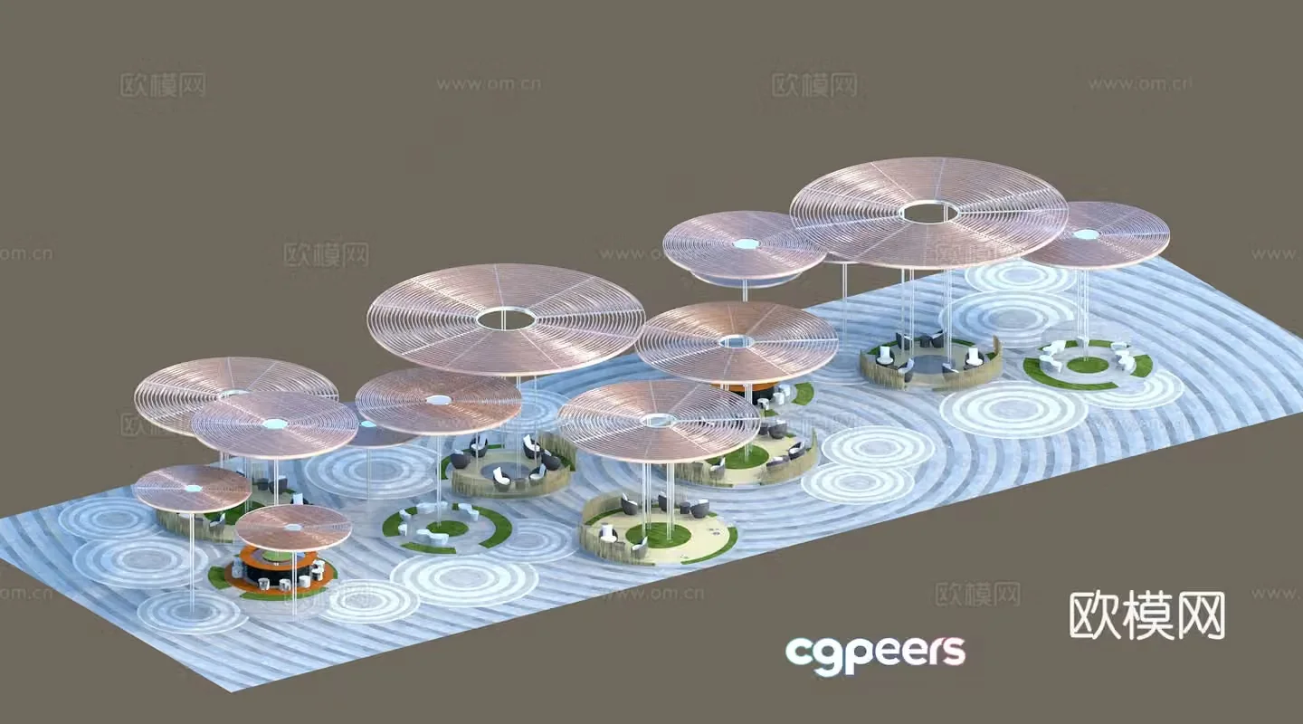 Outdoor Pavilion Restaurant Landscape Pavilion 3D model