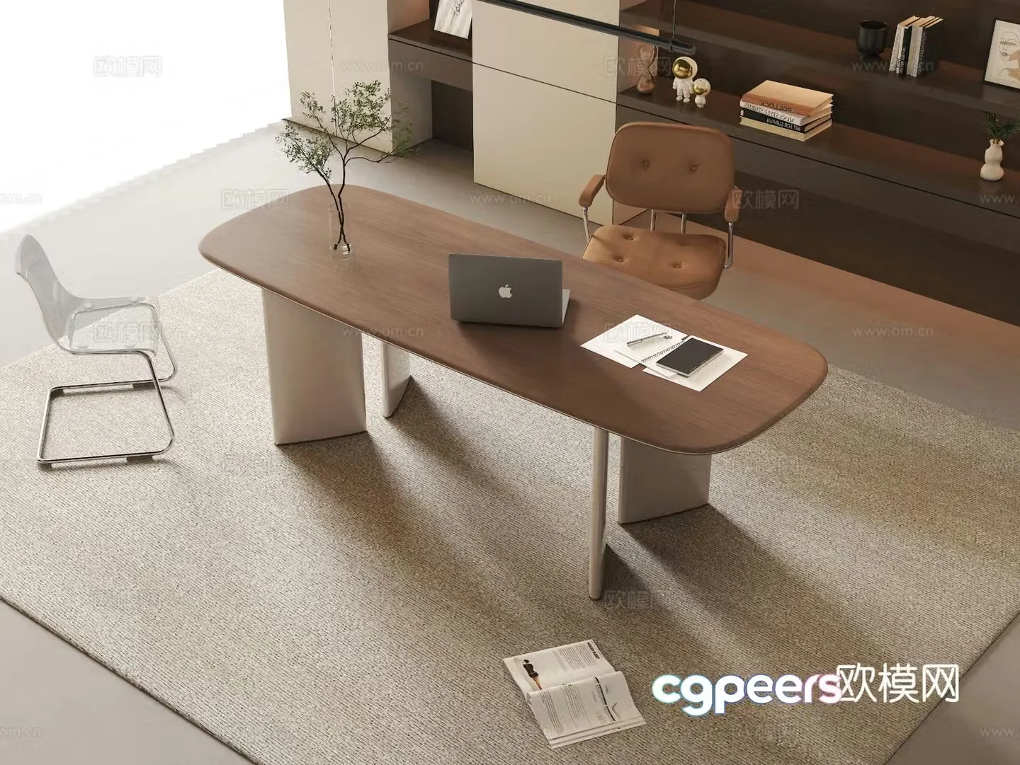 Wabi Sabi Desk Front Desk Boss Desk 3D Model
