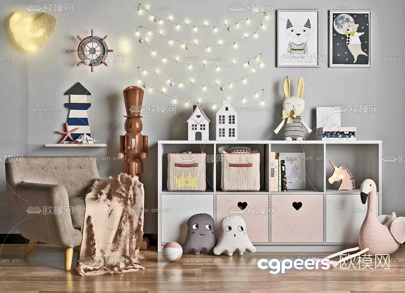 Nordic leisure sofa children’s cabinet 3d model