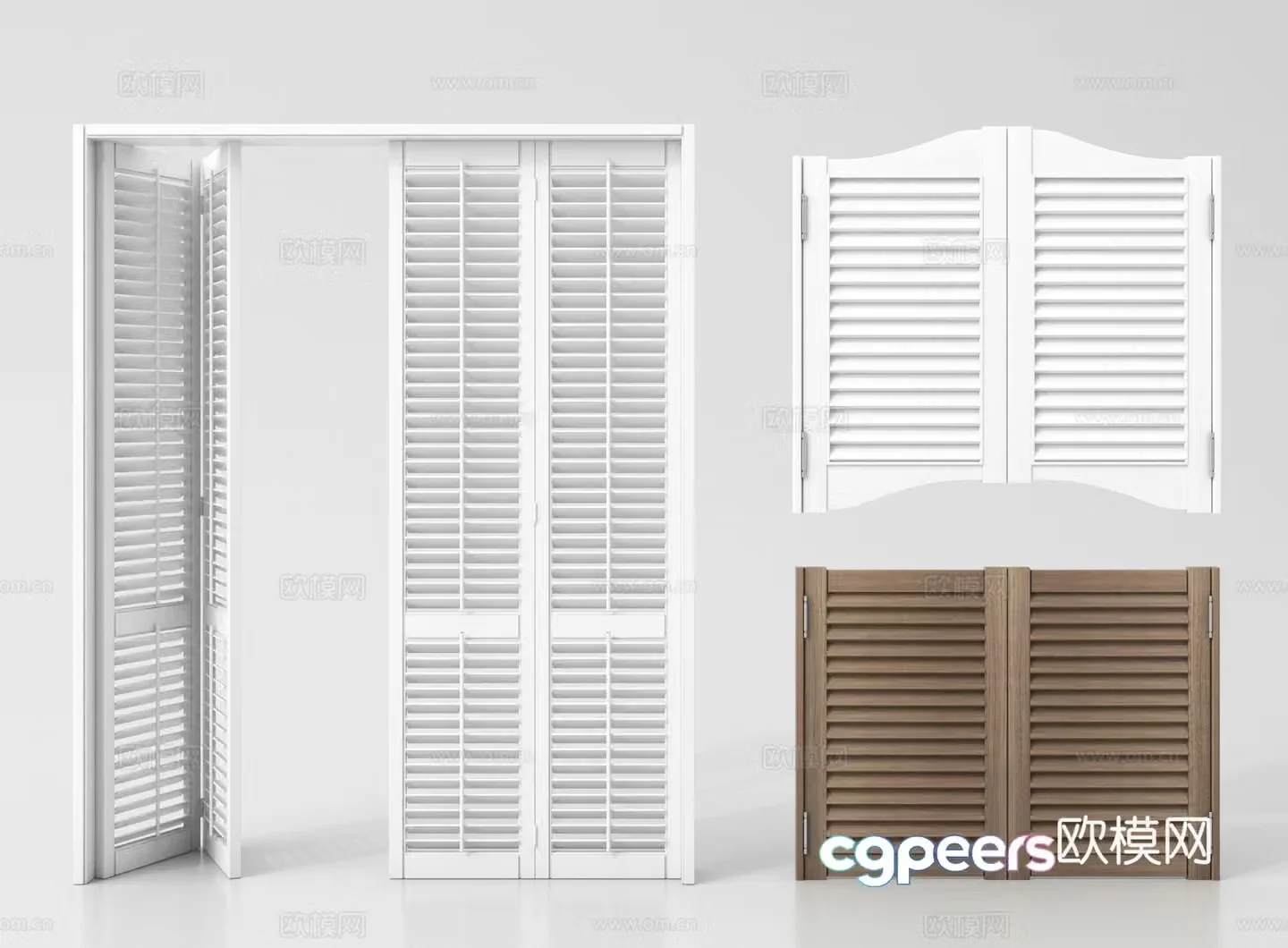 Modern folding door half waist double-open door half-section door denim door 3d model