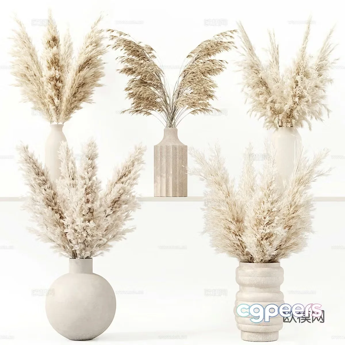 New Chinese style dried flower vase 3d model
