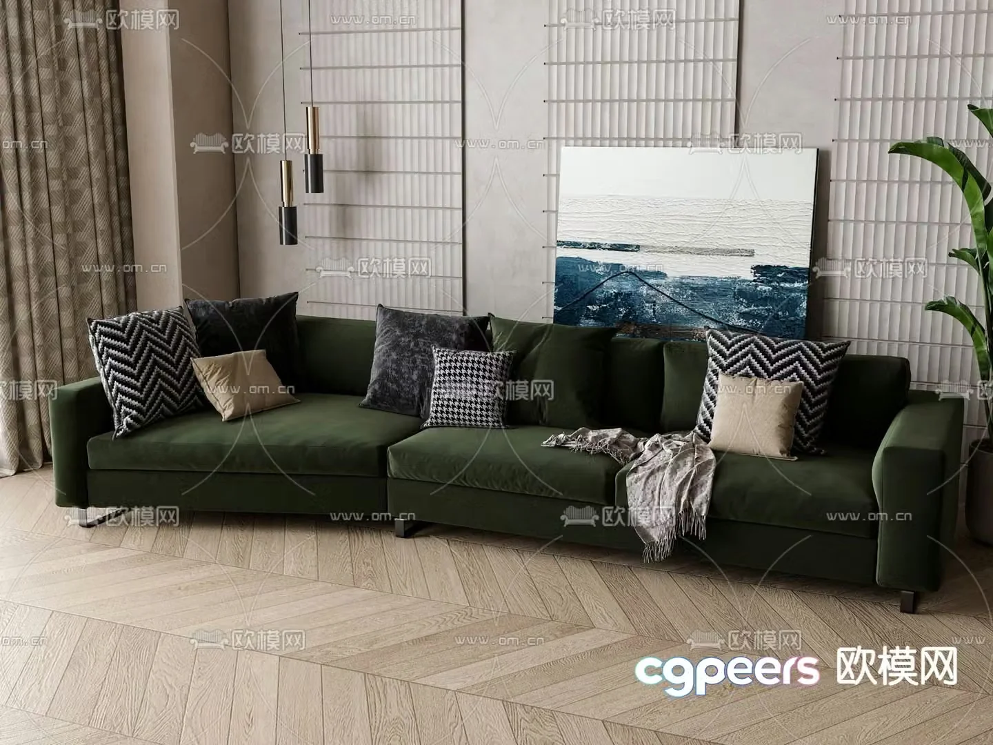 American multi-person sofa 3d model
