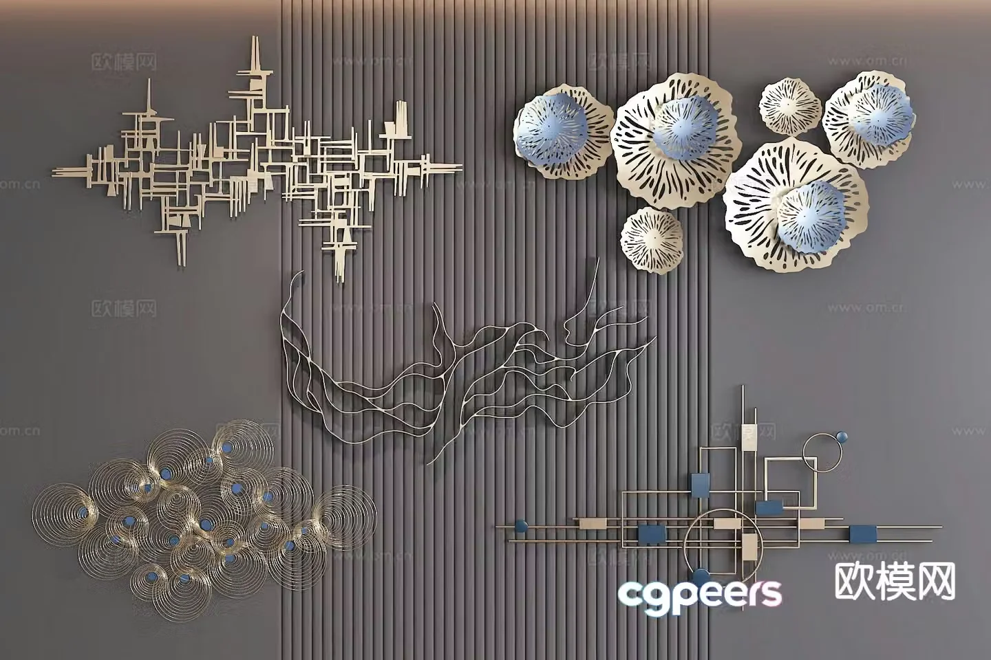 Light luxury wall decoration hanging decoration three-dimensional painting 3D model
