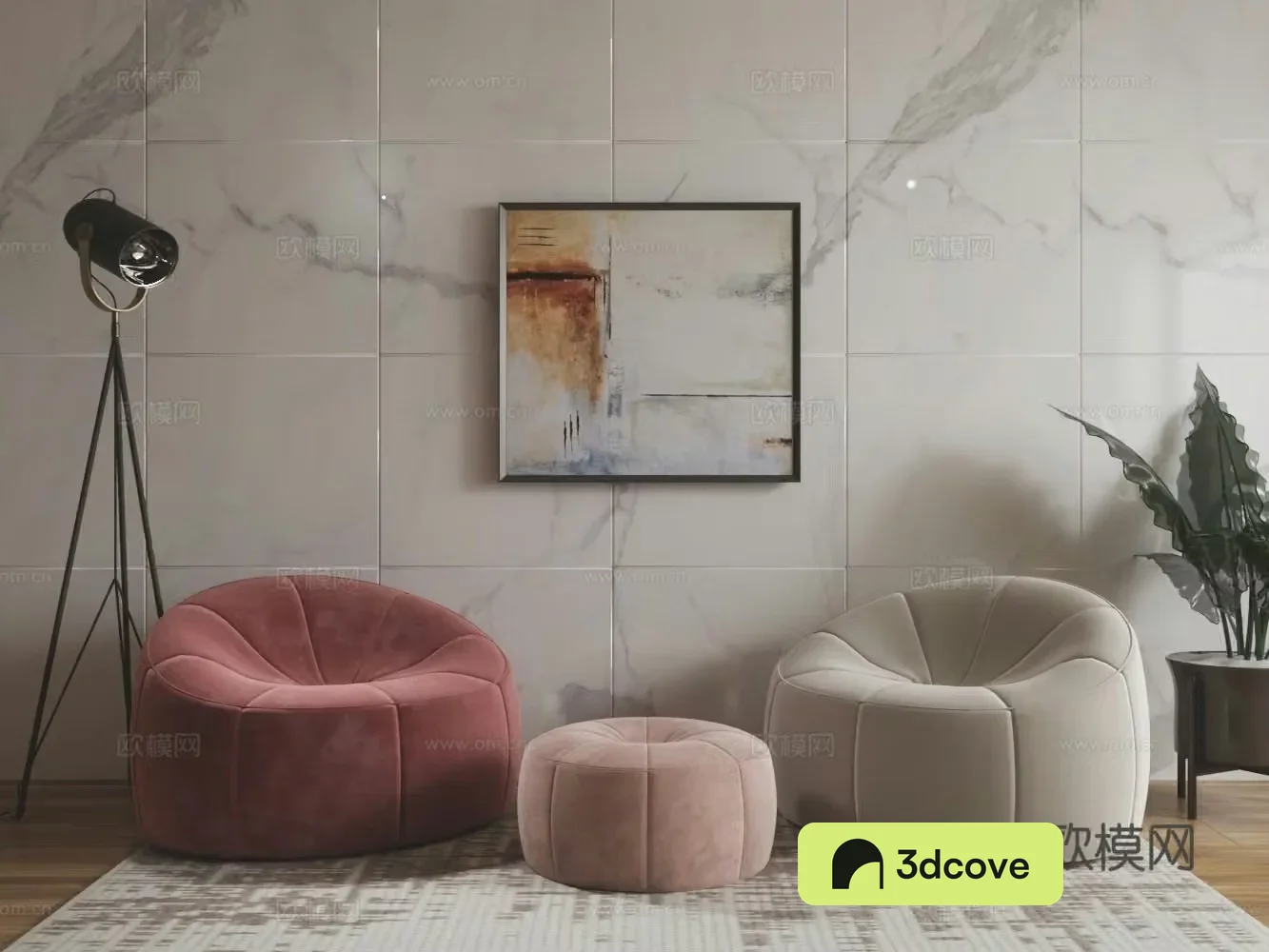 Modern velvet single sofa