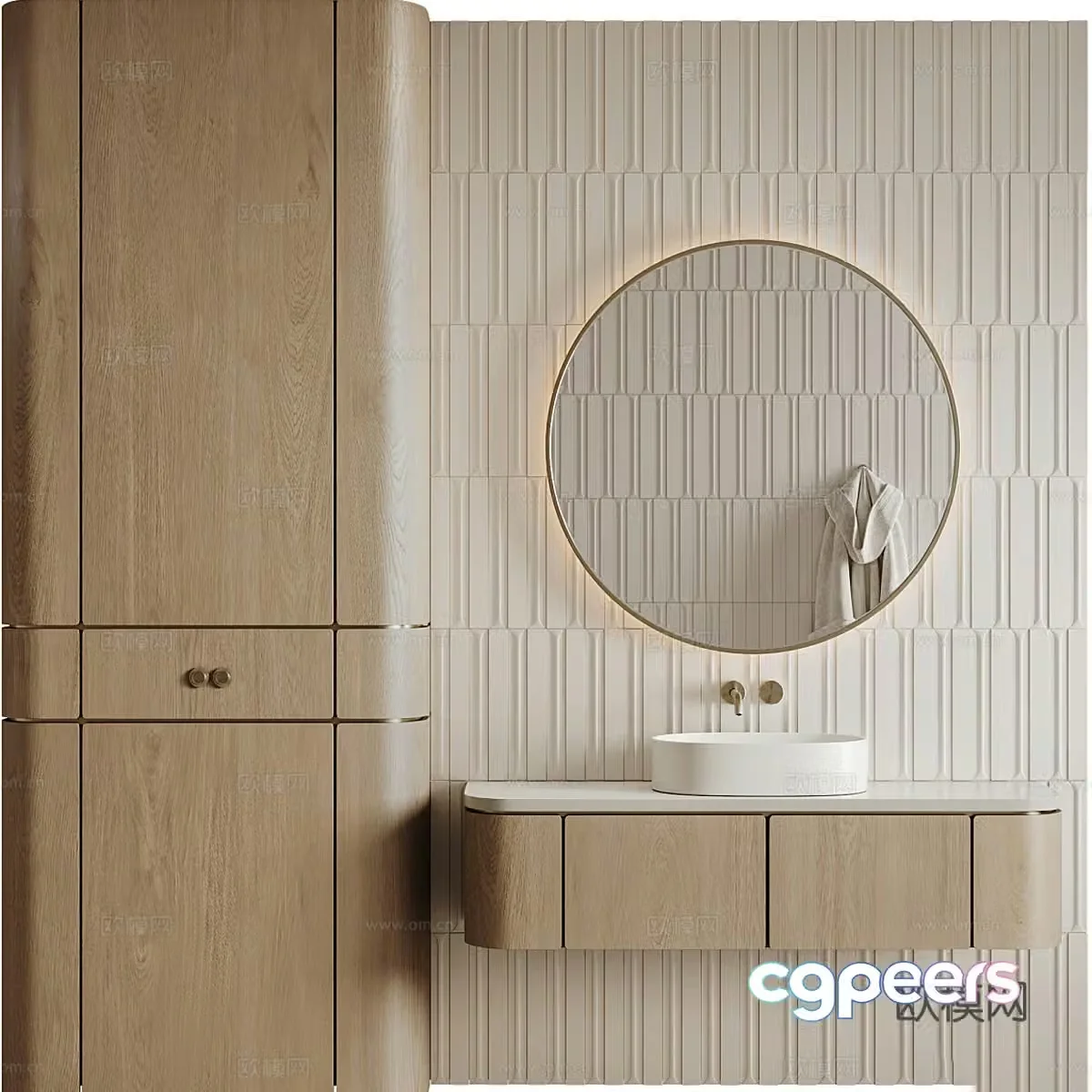New Chinese style bathroom cabinet 3D model