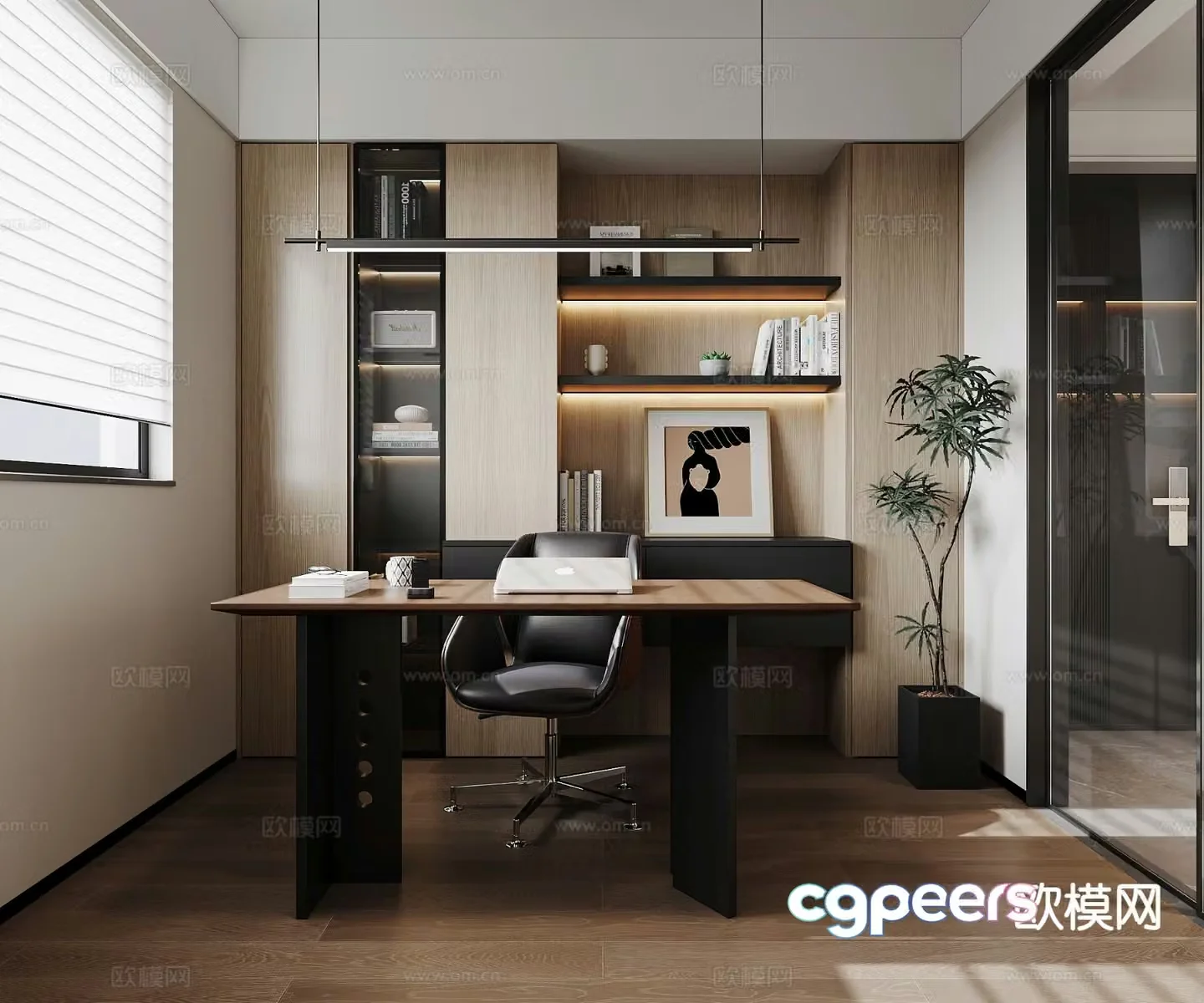 Modern study room 3d model