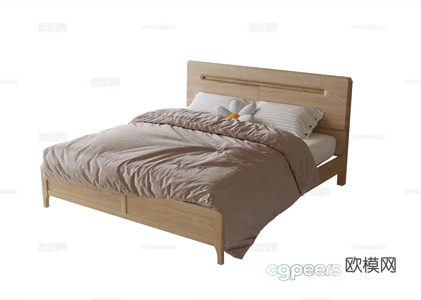 Modern solid wood children’s bed 3d model